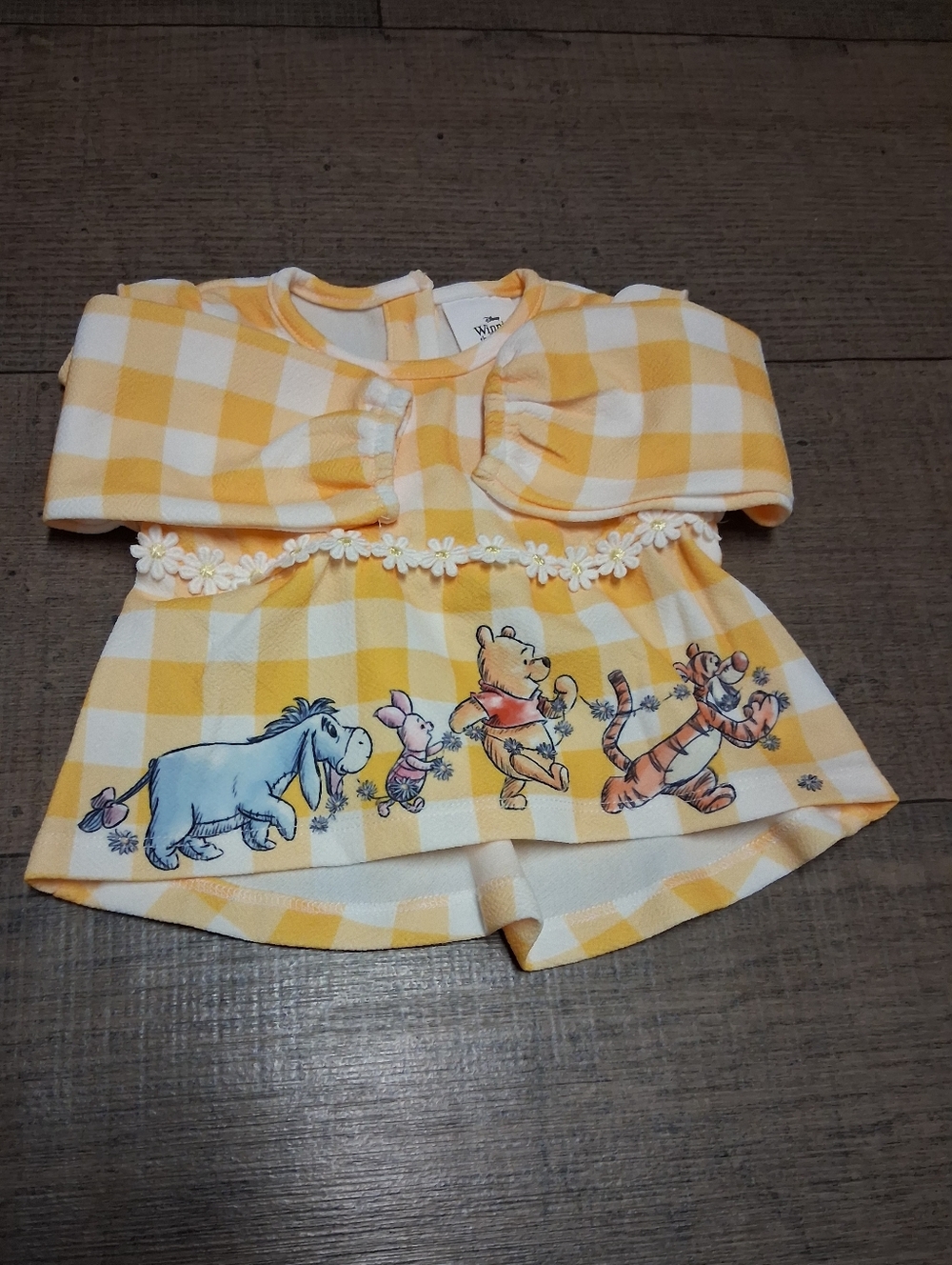 Disney Yellow and White Gingham Winnie the Pooh Dress